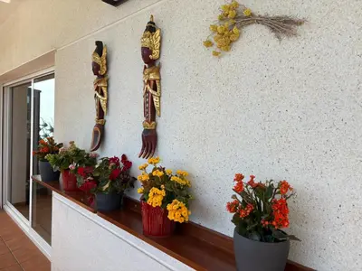 a wall with some plants and flowers on it at Olivella Bed&breakfast in Olivella