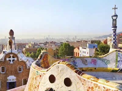 a view from the top of a building with mosaics at Apartment Vila Olimpica Pamplona by Interhome in Barcelona