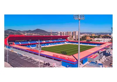 an aerial view of a baseball stadium at CASA NEUS, Casa única cerca de Barcelona in Sant Feliu de Llobregat
