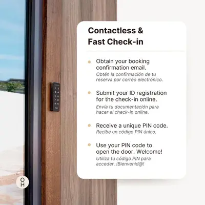 a sign on a door that says fast check in at Calella Apartments by Olala Homes in Calella