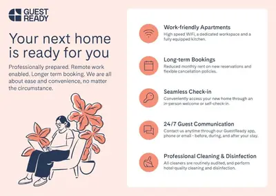 a brochure of a woman sitting in a chair with a plant at GuestReady - Bright home near Montjuïc in Barcelona