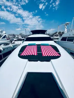 a view of the top of a boat in a marina at MotorYacht 21 avec équipage in Barcelona