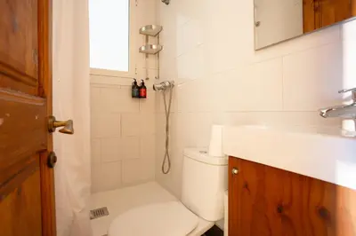 a bathroom with a shower and a toilet and a sink at Eixample Sagrada Familia Apartments II in Barcelona