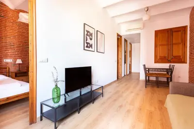a living room with a television and a couch at Eixample Sagrada Familia Apartments II in Barcelona
