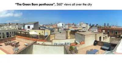 an aerial view of a city with buildings at The Panoramic View Born Penthouse in Barcelona