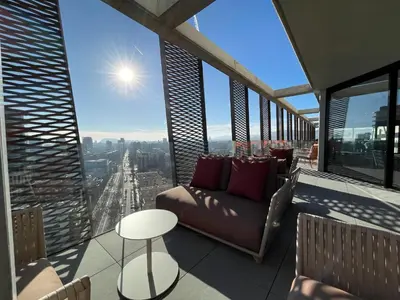 a living room with a view of a city at Tembo Barcelona in Barcelona