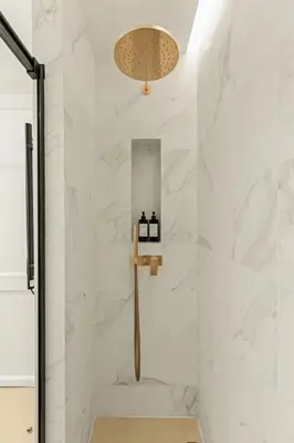 a bathroom with a shower and a mirror at Modern & stylish apartment in Barcelona in Barcelona