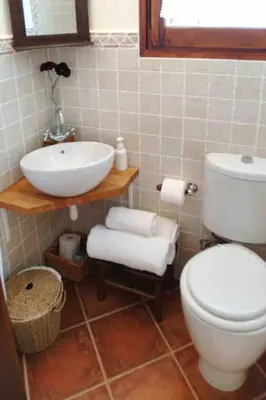 a bathroom with a white toilet and a sink at La Ginesta Rural, cerca de Sitges in Canyelles