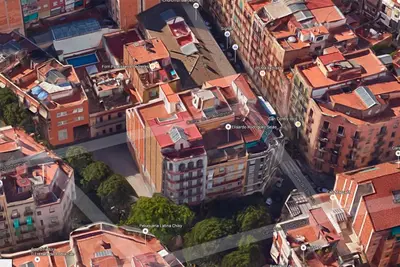 an overhead view of a city with buildings at Rainbow in Barcelona