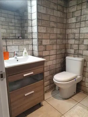 a bathroom with a toilet and a sink at Puig comfort in Calella