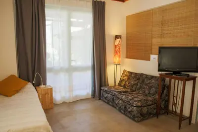 a living room with a couch and a television at Cal Teixidor in Mediona