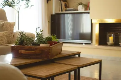 a living room with a table with plants on it at Espectacular Casa en La Garriga in La Garriga