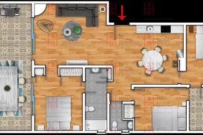 a drawing of a floor plan of a room at Canela Homes COSTA CALMA in Castelldefels
