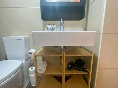 a bathroom with a sink and a toilet at Boutique Llobregat in Hospitalet de Llobregat