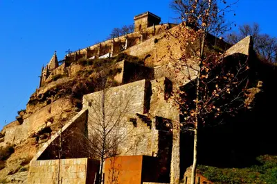 a castle on top of a hill with a tree at CasaOller in Manresa