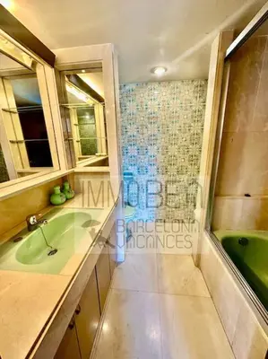 a bathroom with a green sink and a shower at BV-SV-002-Mediterrani in Sant Andreu de Llavaneres