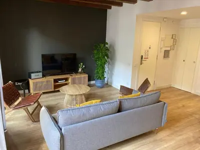 a living room with a couch and chairs and a table at Canela Homes BARCELONA STYLE in Barcelona