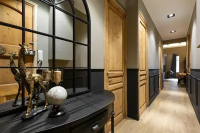 a hallway with a dressing room with a mirror at Sagrada266 by chicStays in Barcelona