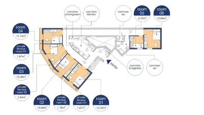 a schematic diagram of the proposed redevelopment of a building at Gran Via - 1 in Barcelona
