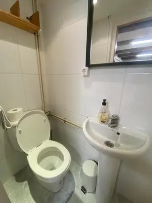 a white bathroom with a toilet and a sink at 033 Basic Barça 3 3 in Barcelona