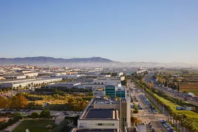 an aerial view of a city with a street at Four Points by Sheraton Barcelona Airport in Barcelona