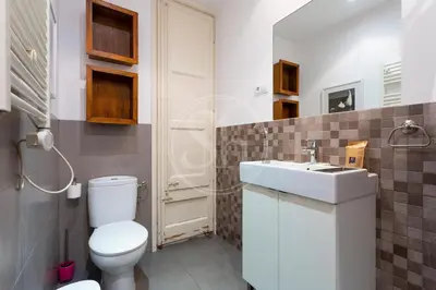 a bathroom with a toilet and a sink at Apartamento en Sagrada Familia E in Barcelona