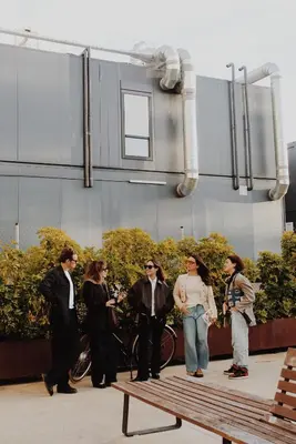 a group of people standing in front of a building at Residencia & Coliving para Postgrads in Barcelona