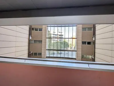 a balcony with a view of a city street at Bright 2 Bedroom Apartment with 2 Terraces Pool and Parking near Diagonal Mar Beach in Sant Adria de Besos