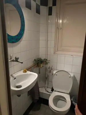 a small bathroom with a toilet and a sink at Luz's Hut in Barcelona