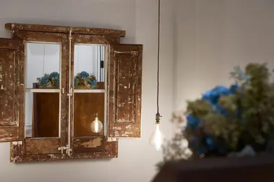 an old window with a potted plant in a room at Urban Sabadell 2 in Sabadell