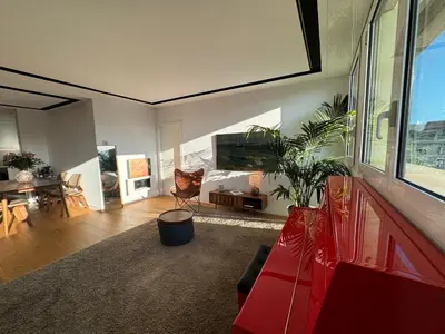 a living room with a tv and a potted plant at Paseo de Gracia Residences in Barcelona