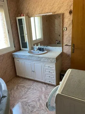 a bathroom with a sink and a mirror at villa 7 personnes 45 mn Barcelone vue sur Montserrat in Vacarisas