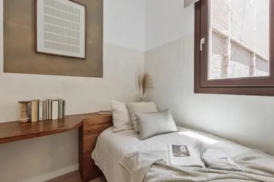 a bathroom with a shower and a toilet and a sink at Vietri - 2 bedrooms and terrace in Sant Antoni in Barcelona