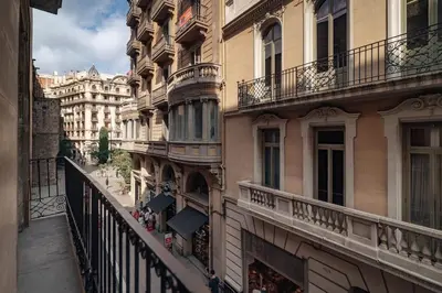 a view from a balcony of a building at Casa Tapiz in Barcelona