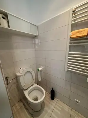 a small bathroom with a toilet in a stall at Casa Vallromanes Rest House in Vallromanas