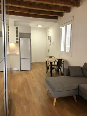 a living room with a couch and a table at Charming modern flat in Barcelona in Barcelona