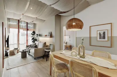 a bedroom with a large bed with a tray on it at Murtra - 2 bedrooms in Sant Antoni in Barcelona