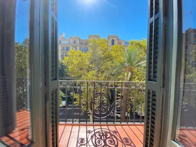 a view from a window of a balcony at Spacious Elegant on Avenue Diagonal By MyRentalHost in Barcelona