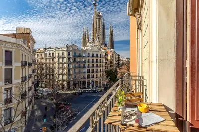 a balcony of a building with a view of a city at 2088 - AB Sagrada Familia in Barcelona