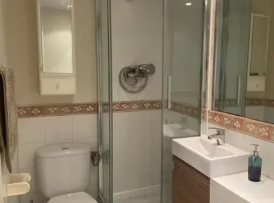 a bathroom with a shower and a toilet and a sink at Piso Riera in Barcelona