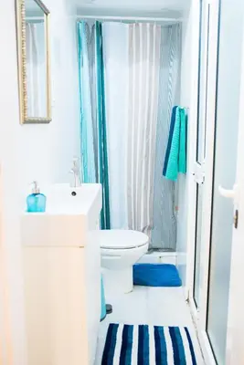 a bathroom with a toilet and a sink and a shower at Central apartment in Sant Antoni in Barcelona