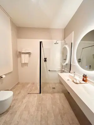 a bathroom with a shower and a toilet and a sink at Forget Me Not Barcelona in Barcelona