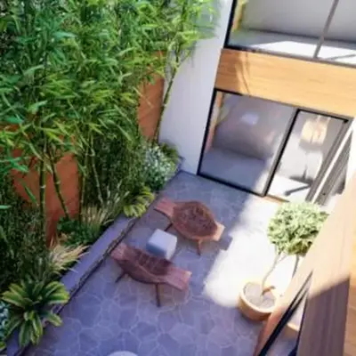 Piso con dos habitaciones con camas dobles y terrazas en el Poblenou