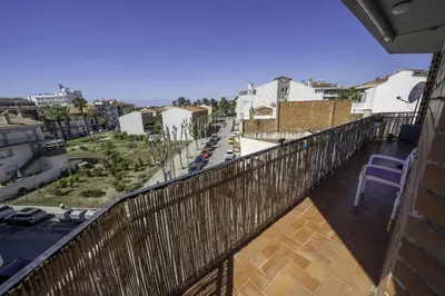 a balcony with a view of a street at HomeHolidaysRentals Olai - Costa Barcelona in Pineda de Mar