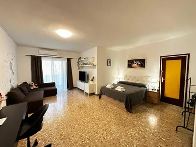 a living room with a bed and a couch at Acogedoras habitaciones Sepulveda in Barcelona
