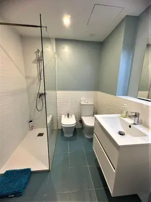 a bathroom with a shower and a sink and a toilet at Acogedoras habitaciones Sepulveda in Barcelona