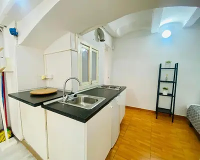 a kitchen with a sink and a counter top at 11 Principal Barca in Barcelona