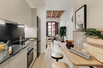 a bedroom with a bed and a window at Xelida - 2 bedrooms and balcony in Sant Antoni in Barcelona