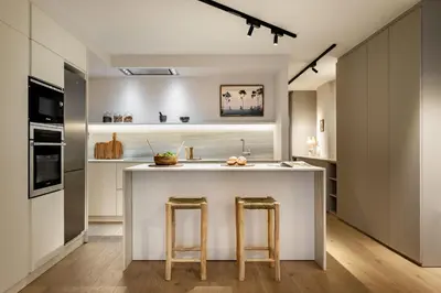 a living room with a couch and a lamp at Liang - 3 bedrooms in Eixample Esquerra in Barcelona