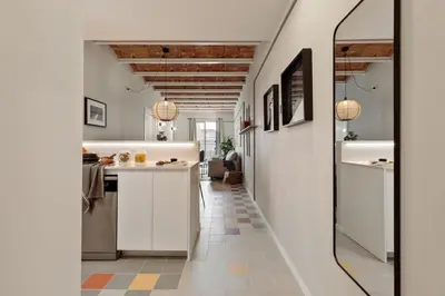a kitchen with a washer and dryer in a room at Rothko - 2 bedrooms and office in Eixample Dreta in Barcelona